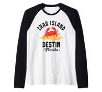 Island Crab, Funny Hangout Destin Florida FL Sandbar Beach Camiseta Manga Raglan