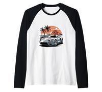 Island Dreams Exótico Coche Atardecer Superdeportivo Arte Camiseta Manga Raglan