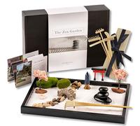 Island Falls Home Zen Garden Kit de jardín de 11x8 pulgadas, hermoso juego de regalo de jardín japonés de primera calidad, 12 características, decoración de sala de meditación para el hogar