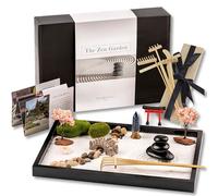 Island Falls Home Zen Garden Kit de jardín de 11x8 pulgadas, hermoso juego de regalo de jardín japonés de primera calidad, 12 características, decoración de sala de meditación para el hogar