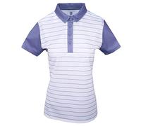 Island Green Golf Ladies Contrast Sleeve Breathable Moisture Wicking Flexible Polo Shirt Camisa, Mujer, Azul y Blanco, 38