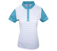 Island Green Golf Ladies Contrast Sleeve Breathable Moisture Wicking Flexible Polo Shirt Camisa, Mujer, Piscina Profunda/Blanco, 44