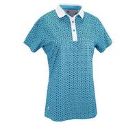 Island GREEN Golf Ladies Flower Print Breathable Flexible Moisture Wicking Zip Neck Polo Shirt, Mujer, Piscina Profunda/Blanco, 40