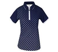 Island Green Golf Ladies Sublimated Zip Neck Breathable Moisture Wicking Flexible Polo Shirt Camisa, Mujer, Marino/Mientras, Talla 16