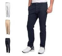 Island GREEN Pantalones Chinos de algodón elástico para Hombre, Azul Marino, 34W / 31L