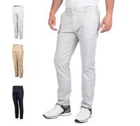 Island GREEN Stretch Cotton Chino Trousers Pantalones de Golf, Gris Claro, 40W / 29L para Hombre