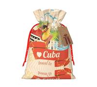 Island of Cuba - Bolsas de Navidad estampadas con cordones, bolsas de regalo de Navidad, bolsas de recuerdos de fiesta, M