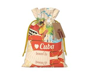 Island of Cuba - Bolsas de Navidad estampadas con cordones, bolsas de regalo de Navidad, bolsas de recuerdos de fiesta, S