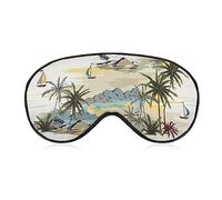 Island Summer Beach Palm Tree Sleep Eye Mask para hombres, mujeres, adolescentes, niños, noche de sueño, sombra de ojos, cubierta cómoda para viajes, yoga siesta