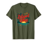 Island Vibes Only: Escapada al Atardecer al paraíso Tropical Camiseta, Hombre, Verde Oliva, S