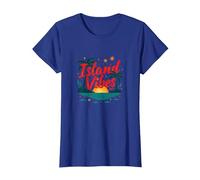Island Vibes Only: Escapada al Atardecer al paraíso Tropical Camiseta, Mujer, Azul Real, XS