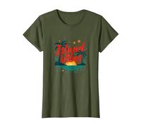 Island Vibes Only: Escapada al Atardecer al paraíso Tropical Camiseta, Mujer, Verde Oliva, L