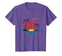 Island Vibes Only: Escapada al Atardecer al paraíso Tropical Camiseta, Niños, Morado Jaspeado, 8 años
