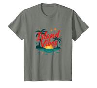 Island Vibes Only: Escapada al Atardecer al paraíso Tropical Camiseta, Niños, Verde Militar Jaspeado, 3 años