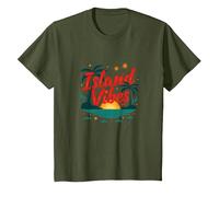 Island Vibes Only: Escapada al Atardecer al paraíso Tropical Camiseta, Niños, Verde Oliva, 2 años