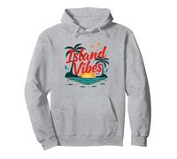 Island Vibes Only: Escapada al Atardecer al paraíso Tropical Sudadera con Capucha, Unisex para Adultos, Gris Jaspeado, L