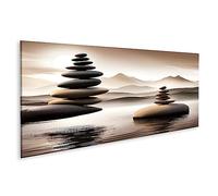 islandburner a imagen sobre lienzo Zen Stone Balance Paz Paisaje Ai Generado Marrón Cuadros Murales Póster