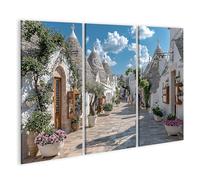 islandburner Alberobello - Cuadro sobre lienzo con diseño de trulli mágico, 3 piezas