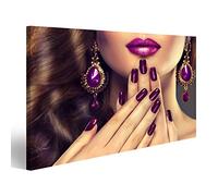 islandburner Cuadro Cuadros Estilo de Moda de Lujo, manicura de uñas, cosméticos, Maquillaje y Cabello Rizado sobre Lienzo Formato Grande Listo para Colgar estupendo