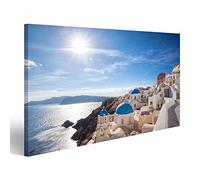 islandburner Cuadro Cuadros Pueblo de Oia en la Isla de Santorini, Grecia sobre Lienzo Formato Grande Listo para Colgar estupendo