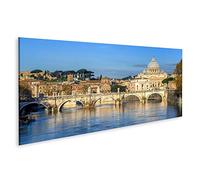 islandburner Cuadro en Lienzo Basílica de San Pedro en el Vaticano y el Puente Santangelo sobre el Tíber Roma Italia Cuadros Modernos Decoracion Impresión Salon