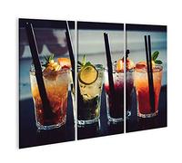 islandburner Cuadro en Lienzo Cocktail Bebidas Vasos Pajitas Hielo Frío