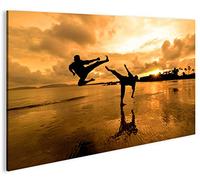 islandburner Cuadro en lienzo de Kung Fu en la playa, artes marciales, 1 pieza, XXL, arte mural, decoración para salón, marca