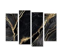 islandburner Cuadro en Lienzo Fondo abstracto de mármol negro con vetas doradas técnica japonesa Kintsugi textura piedra