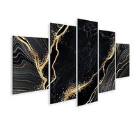 islandburner Cuadro en Lienzo Fondo abstracto de mármol negro con vetas doradas técnica japonesa Kintsugi textura piedra