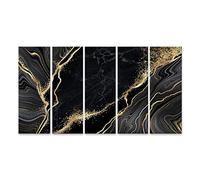 islandburner Cuadro en Lienzo Fondo abstracto de mármol negro con vetas doradas técnica japonesa Kintsugi textura piedra