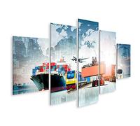 islandburner Cuadro en Lienzo Logística Global de Negocios Importación Exportación Fondo Contenedor Carga Barco Transpor