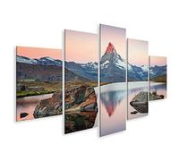 islandburner Cuadro en Lienzo Matterhorn Swiss Alps Landscape Picture Stellisee Background Sunrise Cuadros Modernos Impresión de Arte GGJX