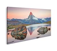islandburner Cuadro en Lienzo Matterhorn Swiss Alps Landscape Picture Stellisee Background Sunrise Cuadros Modernos Impresión de Arte GGJX