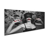 islandburner Cuadro en Lienzo Mujer Sexy Látigo Negro Blanco Rojo Coloración Selectiva