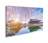 islandburner Cuadro en Lienzo Palacio de Gyeongbokgung Cerezo en Flor Primavera Ciudad de Seúl Corea del Sur Palacio de Gyeongbokgung Cerezo Cuadros Decoracion Impresión Salon