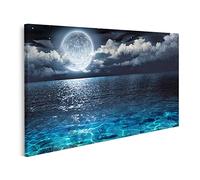 islandburner Cuadro en Lienzo Panorama romántico y escénico en el mar por la Luna Llena hasta la Noche Cuadros Modernos Decoracion Impresión Salon