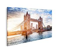islandburner Cuadro en Lienzo Puente de la Torre Londres Reino Unido Puente levadizo al Atardecer Apertura de Hermosas Nubes Un símbolo inglés Cuadros Decoracion Impresión Salon