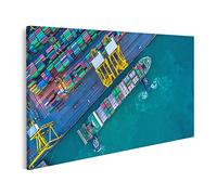 islandburner Cuadro en Lienzo Vista aérea Contenedor Buque de Carga Importación Exportación Logística Transporte Internacional Gráfica Decoracion de Pared Impresión Artística