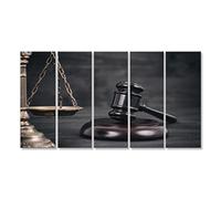 islandburner Cuadro Ley y justicia, concepto de la legalidad, escalas de la justicia y jueces Gavel en un fondo de madera negro. Impresión sobre lienzo - Formato Grande - Cuadros modernos JUX