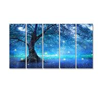 islandburner Cuadro Moderno en Lienzo Árbol En El Bosque Místico Azul Cuadros Decoracion Cocina Salon