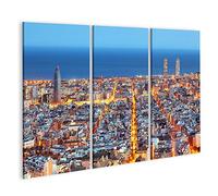 islandburner Cuadro Moderno en Lienzo Barcelona Skyline Noche Aérea España Cuadros Decoracion Cocina Salon