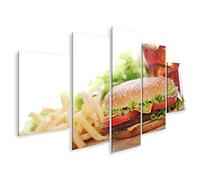 islandburner Cuadro Moderno en Lienzo Burger With Fries And Cola Cuadros Decoracion Cocina Salon