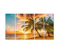 islandburner Cuadro Moderno en Lienzo Hermosa puesta de sol sobre el mar con palmeras Caribe Barbados Cuadros Decoracion Cocina Salon