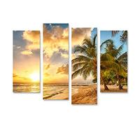 islandburner Cuadro Moderno en Lienzo Hermosa puesta de sol sobre el mar con vista de palmeras Barbados Cari Cuadros Decoracion Cocina Salon