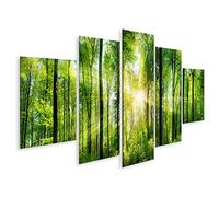 islandburner Cuadro Moderno en Lienzo Pintoresco Bosque Verde Árboles de Hoja caduca Cuadros Decoracion Cocina Salon