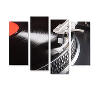 islandburner Cuadro Moderno en Lienzo Tocadiscos Vintage Con Disco De Vinilo Primer Plano Cuadros Decoracion Cocina Salon