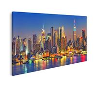 islandburner Cuadro Moderno en Lienzo Vista De Manhattan De Noche Nueva York Usa Cuadros Decoracion Cocina Salon