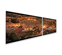 islandburner Cuadro sobre lienzo acogedora taberna medieval mural sala de estar para amantes de la historia - 2 piezas