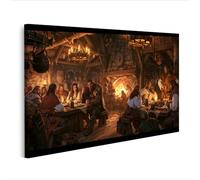 islandburner Cuadro sobre lienzo Acogedora taberna medieval mural Salón para amantes de la historia - Edición Y2