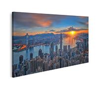 islandburner cuadro sobre lienzo amanecer sobre Victoria Puerto Visto desde arriba Hong Kong Kowloon imágenes murales póster